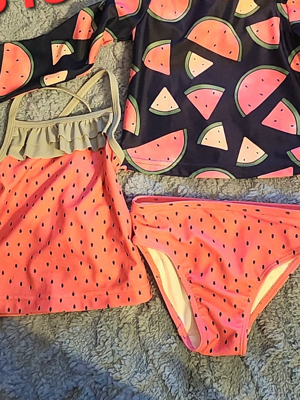NEW - Carter's watermelon 3pc swimset w/long-sleeve rash guard (Size 2T)
